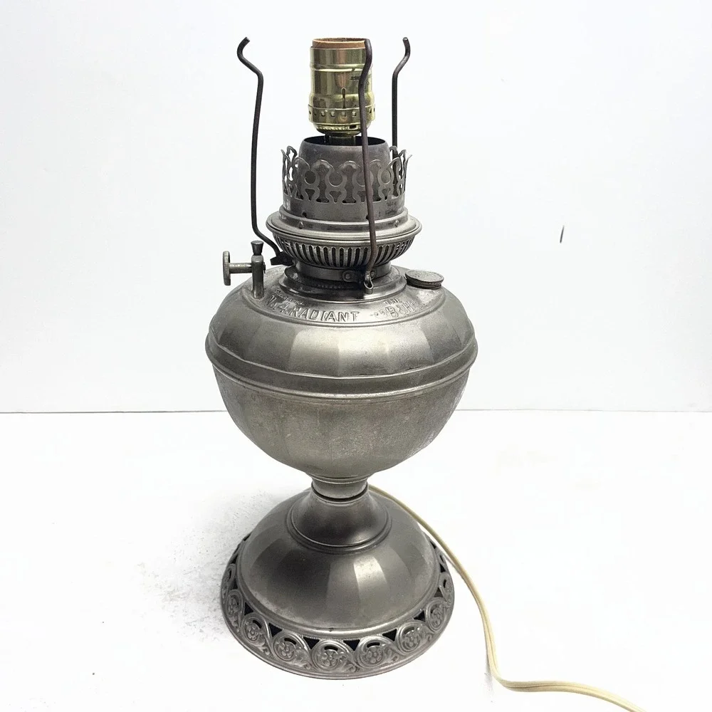 Antique Bradley Hubbard Converted Oil Lamp No. 4 Radiant Patent Date 1898